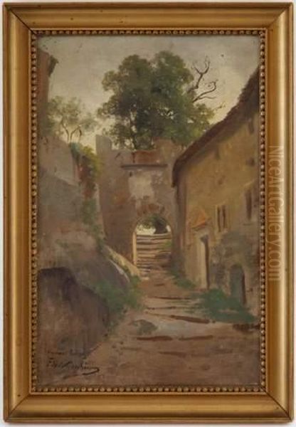 Ruelle A Sion Oil Painting by Francois Louis Fritz De Niederhausern