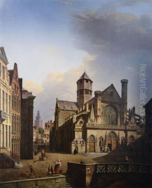 A Church At Gent Oil Painting by Pierre Francois de Noter