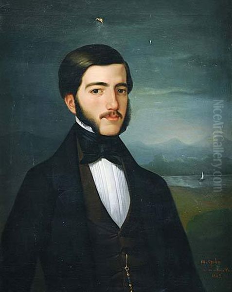 Retrato De Caballero Oil Painting by Manuel De Ojeda Y Siles