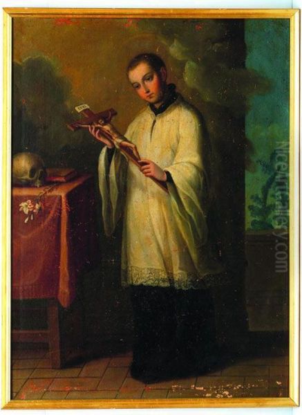 San Luis Gonzaga Oil Painting by Jose De Paez