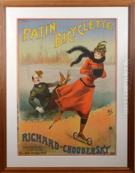 Patin-bicyclette/richard-choubersky Oil Painting by Jean De Paleologue