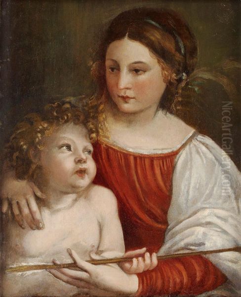 Madonna With Child Oil Painting by Palma Vecchio (Jacopo Negretti)