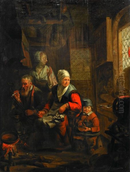 Interior Med Familjescen by Abraham de Pape