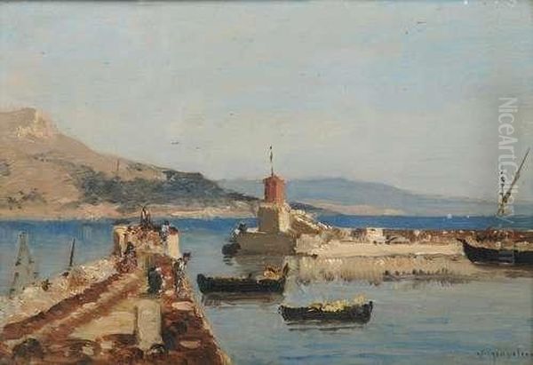 Le Port Decassis Oil Painting by Victor Eugene De Papeleu