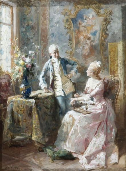 Couple Dans Un Interieur Baroque Oil Painting by Vicente Garcia de Paredes