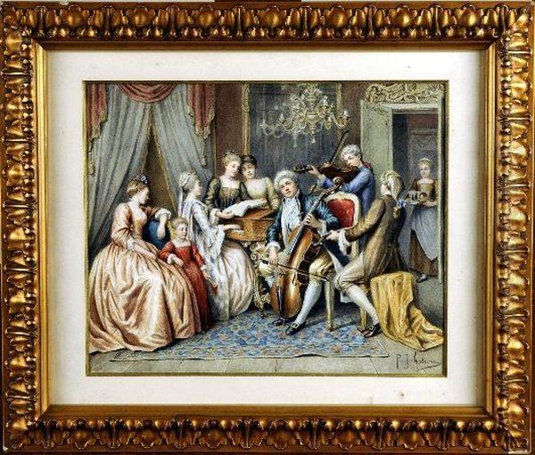 [la Musique De Chambre] Oil Painting by Jean Antoine Julien de Parme