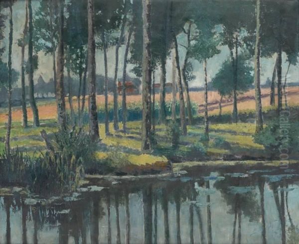 Paysage En Bord D'etang Oil Painting by Jef De Pauw