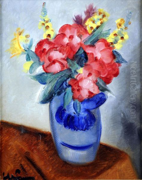 Vase Garni De Fleurs Oil Painting by Jef De Pauw