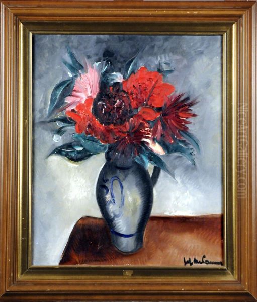 Vase Garni De Fleurs Oil Painting by Jef De Pauw