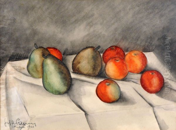 Nature Morte Aux Pommes Et Aux Poires Oil Painting by Jef De Pauw