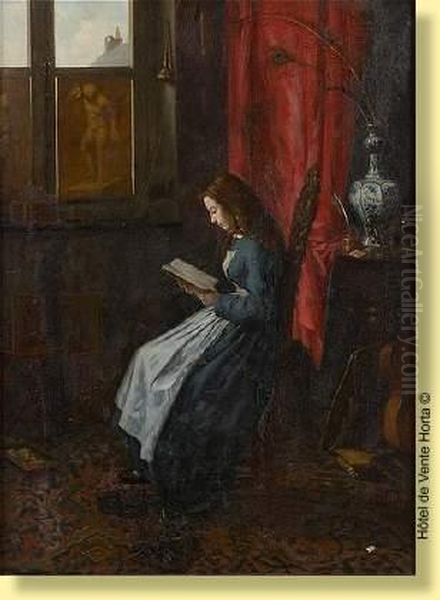 La Lecture Dans Le Cabinet D'amateur Oil Painting by Robert De Pauw