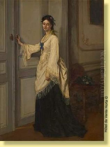 L'elegante Au Perroquet Oil Painting by Robert De Pauw