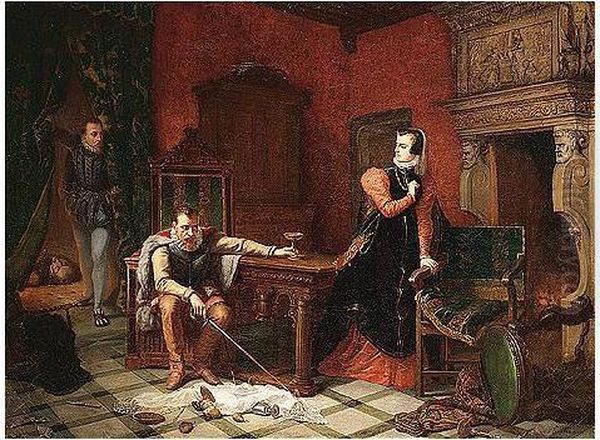 The Quarrel Oil Painting by Auguste de Pinelli