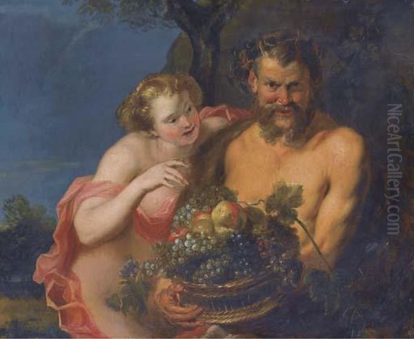 Nymphe Et Satyre Oil Painting by Pierre Paul De Pommayrac