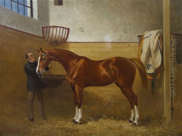 Horse And His Groom Oil Painting by Alfred F. De Prades