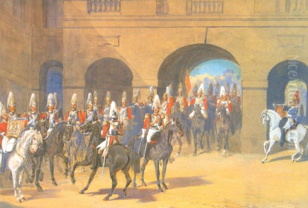 Horseguards On Parade Oil Painting by Alfred F. De Prades