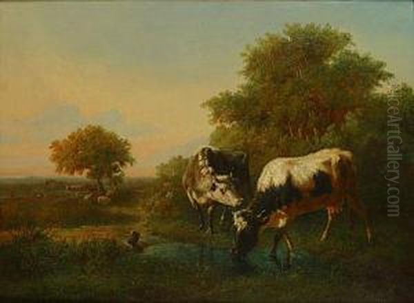 Vaches Oil Painting by Edmond De Pratere