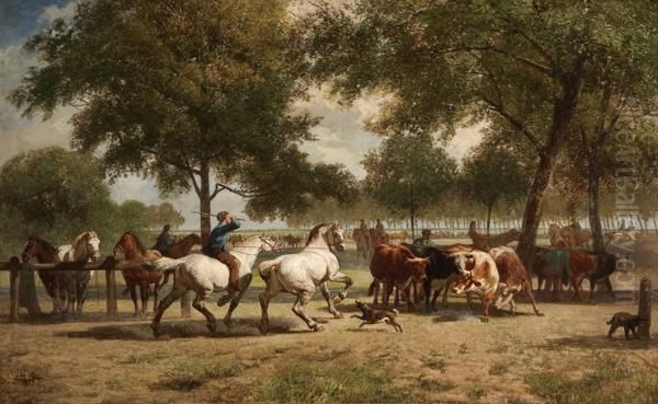 The Horse Fair Oil Painting by Edmond De Pratere