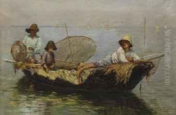 Les Pecheurs Sur Le Lac Oil Painting by Edmond Jean de Pury