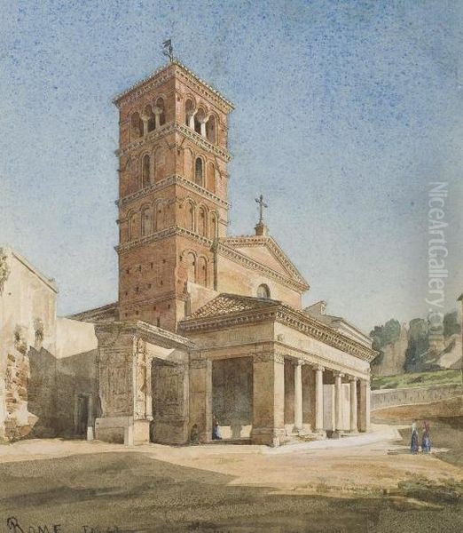 Vue De L'eglise San Giorgio Al Velabro A Rome Oil Painting by Paul Alphonse De Pury