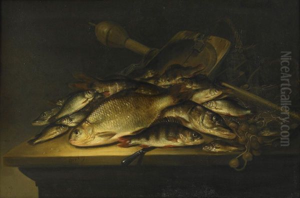 Stilleben Med Fiskar Oil Painting by Pieter de Putter