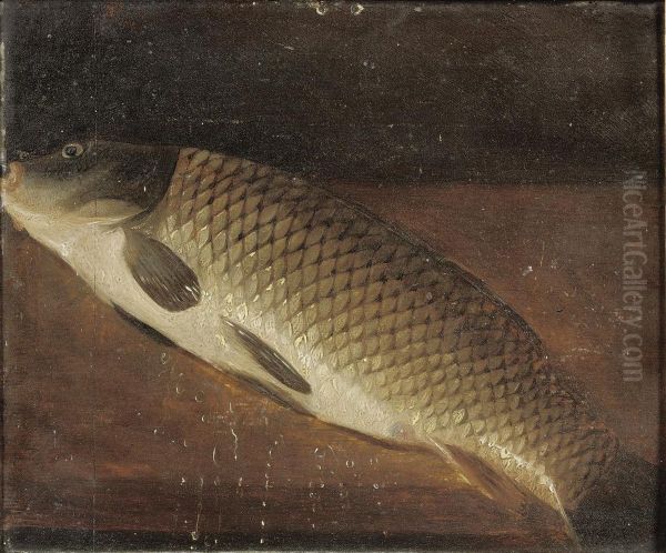 A Carp On A Ledge Oil Painting by Pieter de Putter