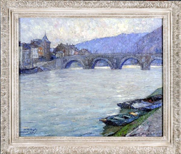 Pont Sur La Meuse A Jambes Oil Painting by Mecislas De Rakowsky