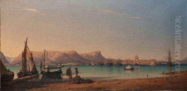 Vue Du Bassin Mediterraneen Oil Painting by Alphee De Regny