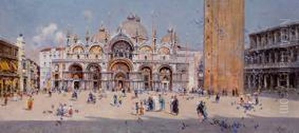 Venecia. Plaza De San Marcos Oil Painting by Antonio Reyna Manescau