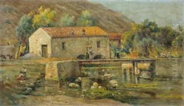 Molino De Taormina Oil Painting by Antonio Reyna Manescau