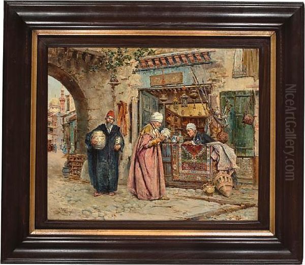 The First Sale Of The Day Oil Painting by Antonio Maria de Reyna