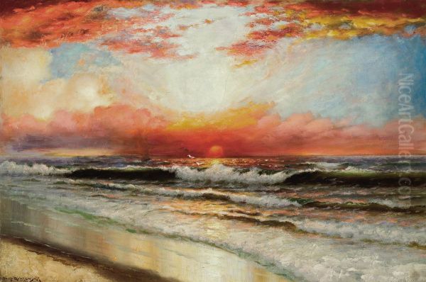 Coastal Landscape, Sunset Oil Painting by Dey De Ribcowsky