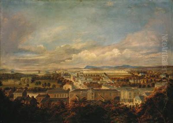 A Panoramic View Of Fermoy Town Oil Painting by Captain Thomas De Rienzi