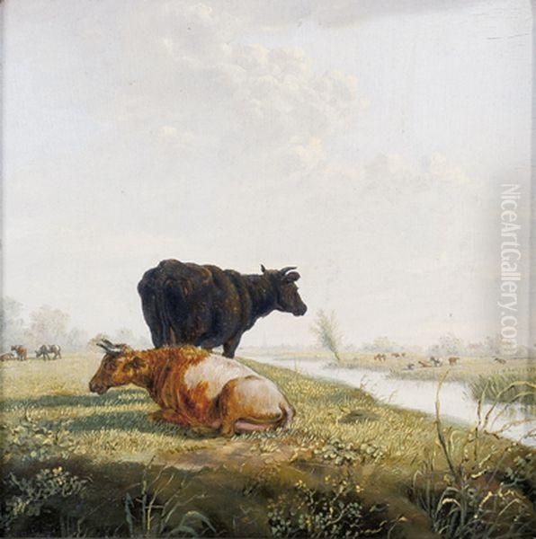 Vaches Dans Un Paysage Oil Painting by Jean-Baptiste De Roy