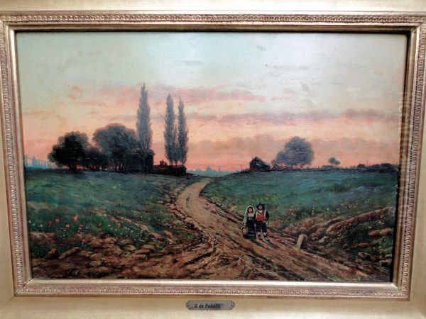 Campagna Con La Citta Di Roma Oil Painting by Giuseppe De Rubelli