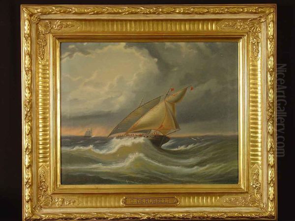 Segelschiff In Sturmischer See Oil Painting by Giuseppe De Rubelli