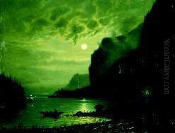 Notturno Sul Lago Di Como Oil Painting by Giuseppe De Rubelli