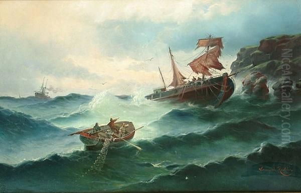 The Rescue Oil Painting by Louis Henri de Rudder