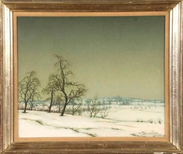 Paysage Enneige A Etikhove Oil Painting by Valerius De Saedeleer