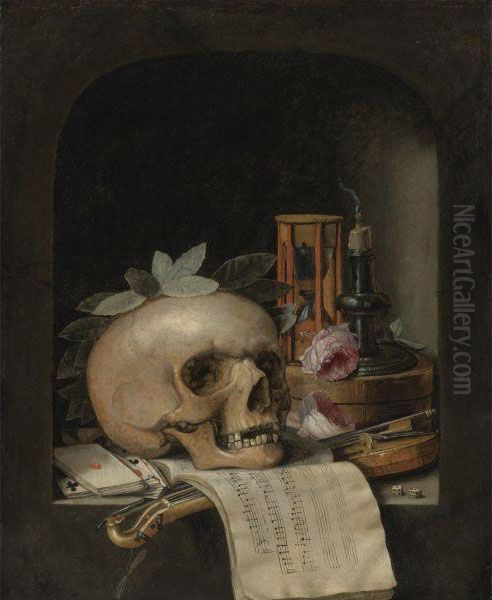 Vanitas Still Life Oil Painting by Simon Renard De Saint-Andre