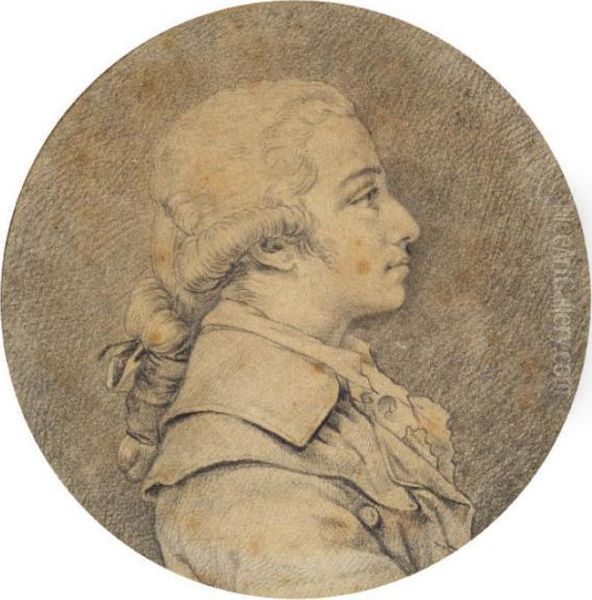 Portrait D'homme A La Redingote Oil Painting by Augustin de Saint-Aubin