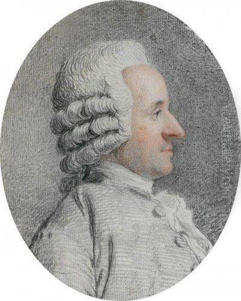 Portrait D'homme De Profil Oil Painting by Augustin de Saint-Aubin