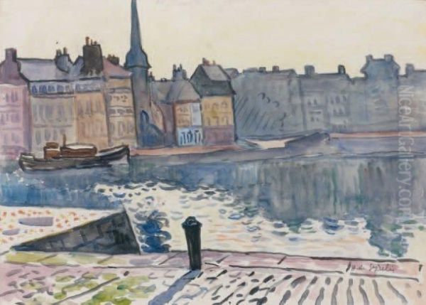 Honfleur, Le Vieux Bassin Oil Painting by Henri Lienard De Saint-Delis