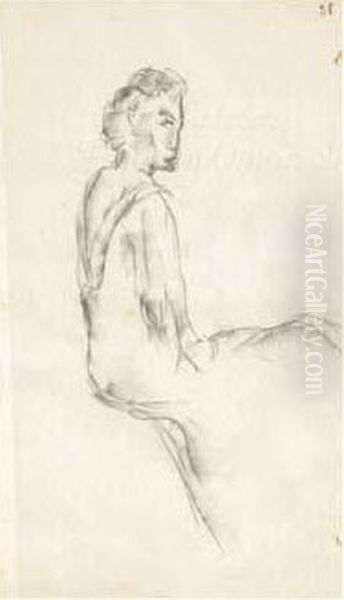 Dessin Original Au Crayon Et Estompe ; 27 X 15,7 Cm, Petits Trous Marg. (encadre). Oil Painting by Antoine De Saint-Exupery