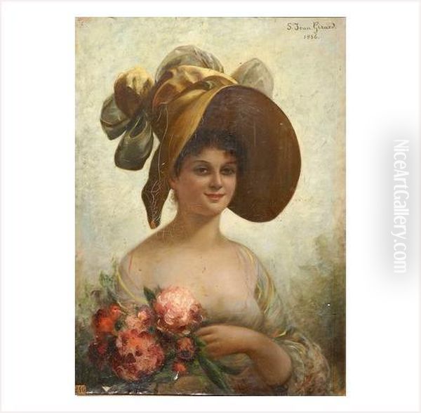 Jeune Femme Aux Fleurs Oil Painting by Girard De Saint-Jean