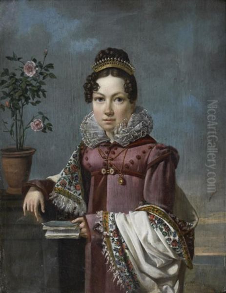 Portrait De Jeune Femme Oil Painting by Jean-Pierre De Saint-Ours