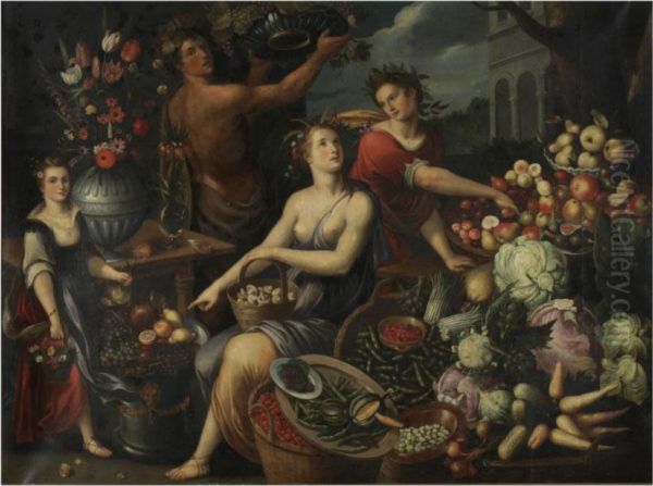 An Allegory With Bacchus And Ceres Oil Painting by Jean Baptiste de Saive