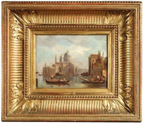 Blick Auf Die Dogana Und Die Kirche Santa Maria Della Salute In Venedig Oil Painting by Pierre De Salis-Soglio