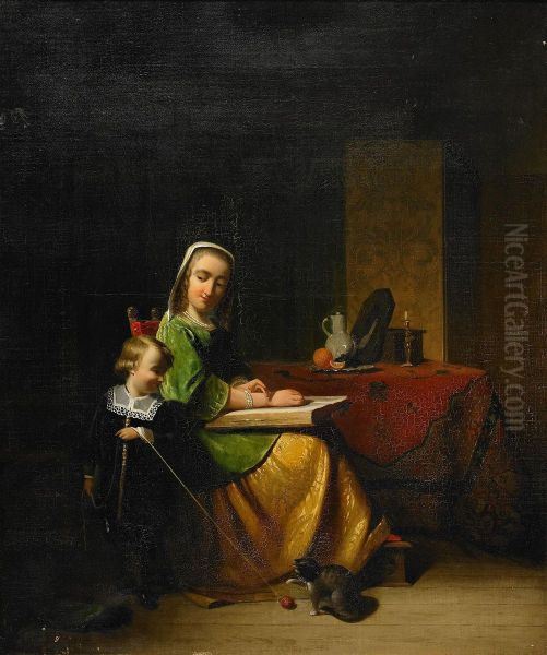 Interior Med Mamma Oil Painting by Modeste Joseph De Salle