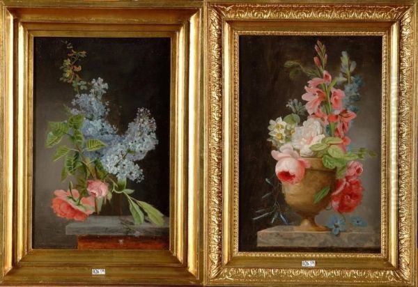 Vase De Fleurs Sur Un Entablement Oil Painting by Virginie de Sartorius